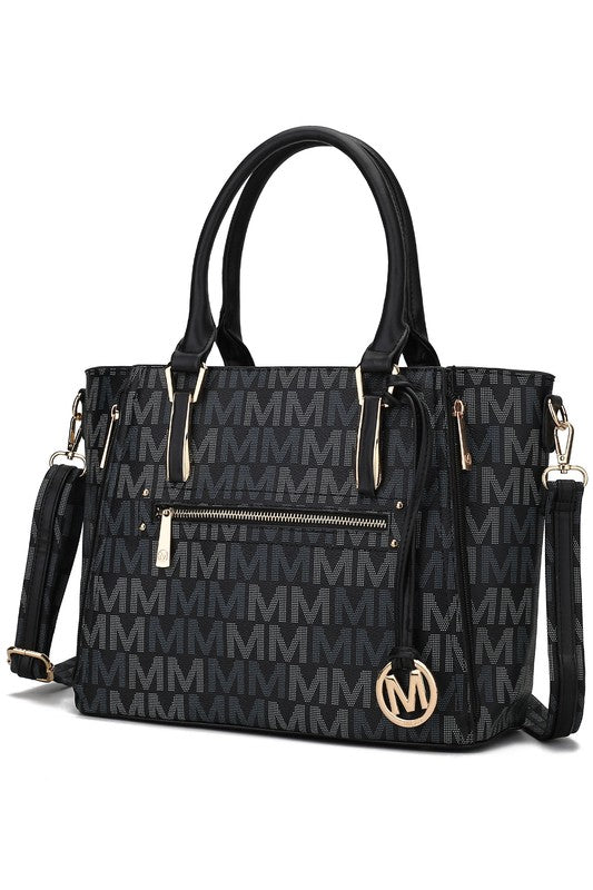 MKF Collection Siena M Signature Handbag by Mia K Black One Size by MKF Collection by Mia K | Fleurcouture