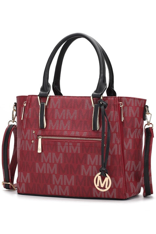 MKF Collection Siena M Signature Handbag by Mia K Burgundy One Size by MKF Collection by Mia K | Fleurcouture