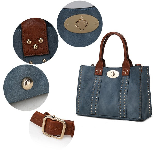 MKF Elissa Satchel Handbag by Mia K- 3 pc Set One Size by MKF Collection by Mia K | Fleurcouture
