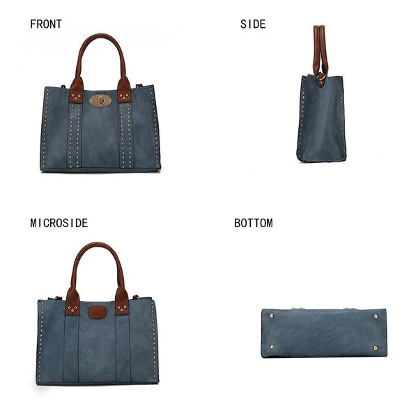 MKF Elissa Satchel Handbag by Mia K- 3 pc Set One Size by MKF Collection by Mia K | Fleurcouture