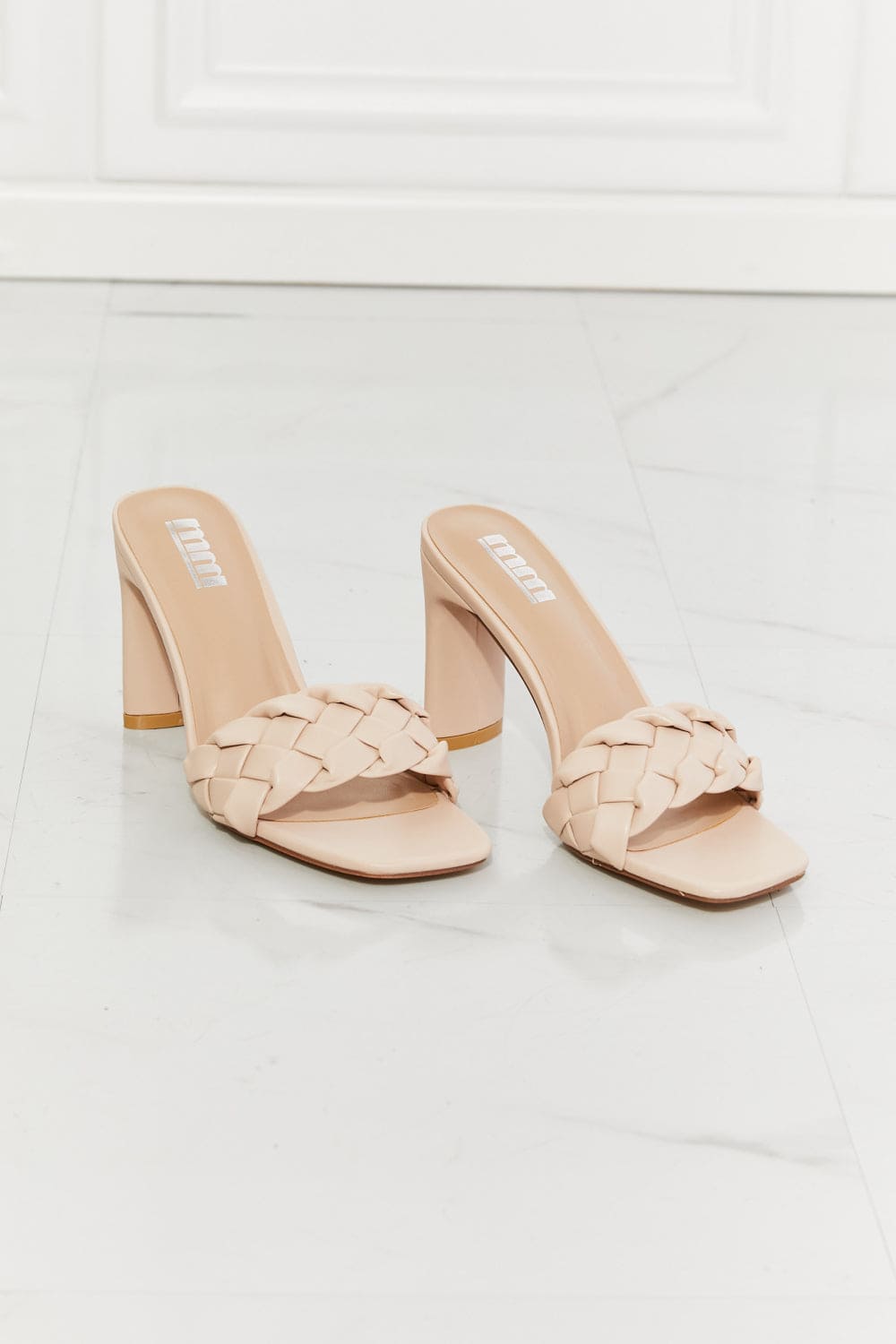 MMShoes Top of the World Braided Block Heel Sandals in Beige Beige by Trendsi | Fleurcouture