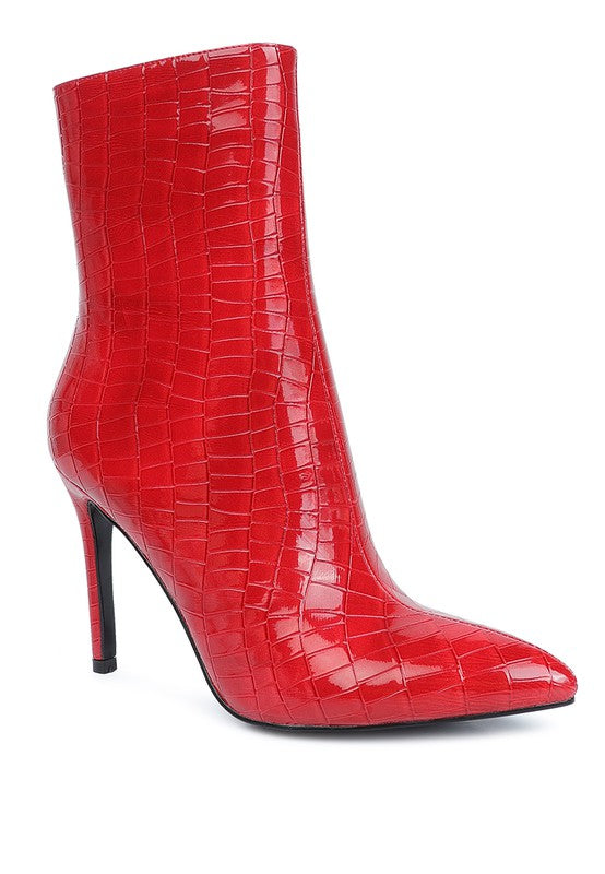 Momoa Patent Pu High Heeled Ankle Boot Red 5 by Rag Company | Fleurcouture