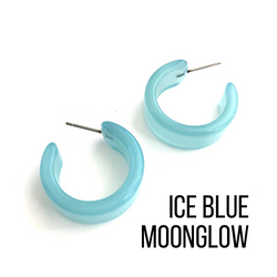 Moonglow Clara Hoop Earrings Ice Blue MG Wide Classic Hoops by Leetie Lovendale | Fleurcouture