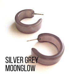Moonglow Clara Hoop Earrings Silver Grey MG Wide Classic Hoops by Leetie Lovendale | Fleurcouture