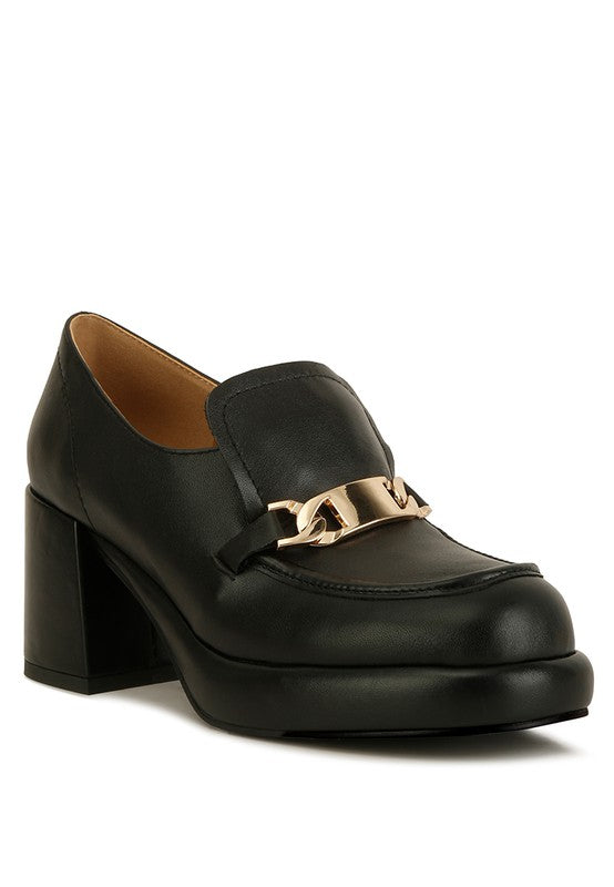 Morgan Metallic Embellishment Platform Loafers Black 7 by Rag Company | Fleurcouture