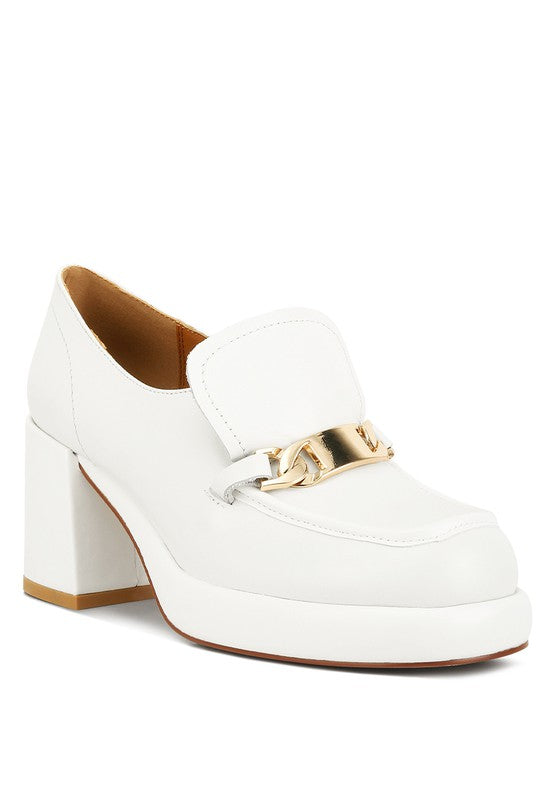 Morgan Metallic Embellishment Platform Loafers White 9 by Rag Company | Fleurcouture