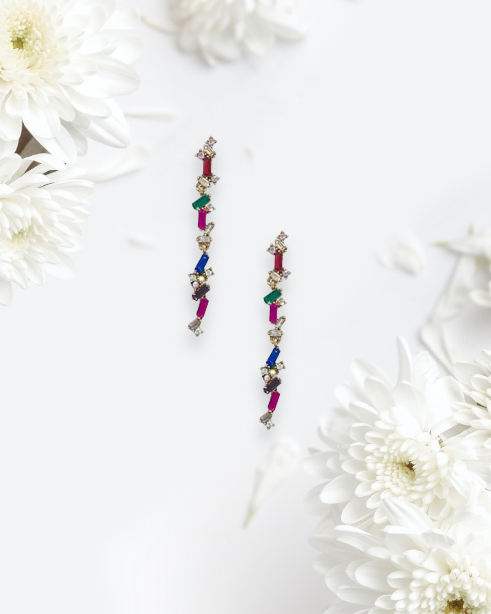 Multi Color Crystal Earring Multi Color One Size Earrings by Grace & Emma | Fleurcouture