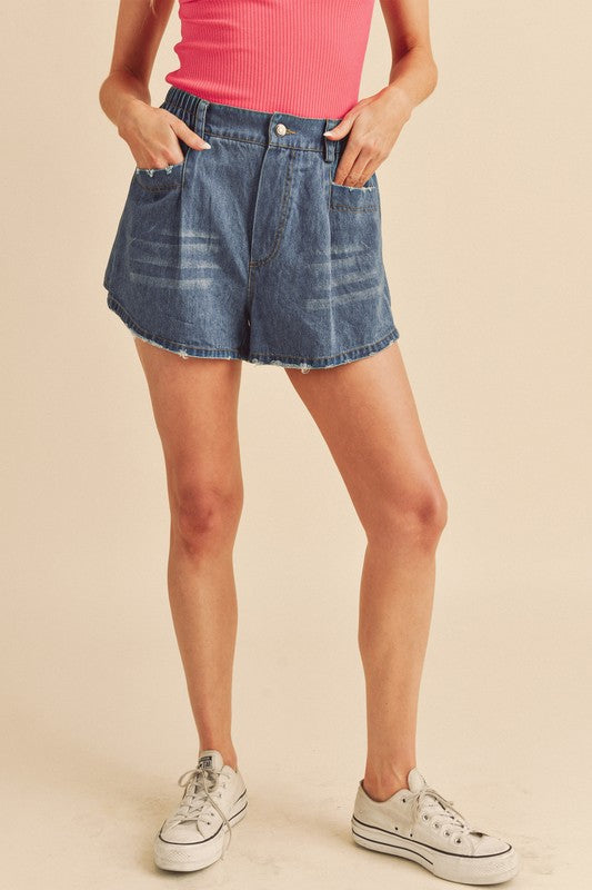 Niccola Denim Shorts DENIM S by Aemi + Co | Fleurcouture
