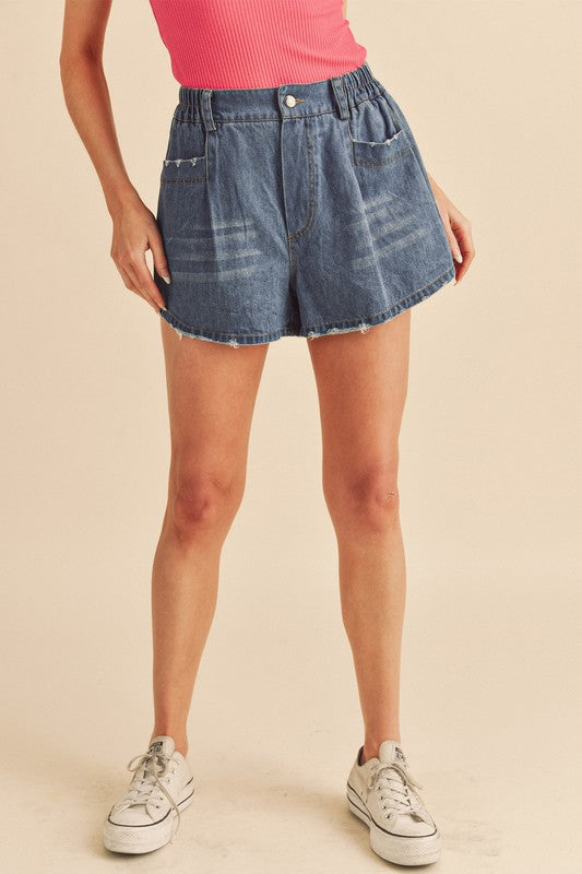 Niccola Denim Shorts DENIM S by Aemi + Co | Fleurcouture