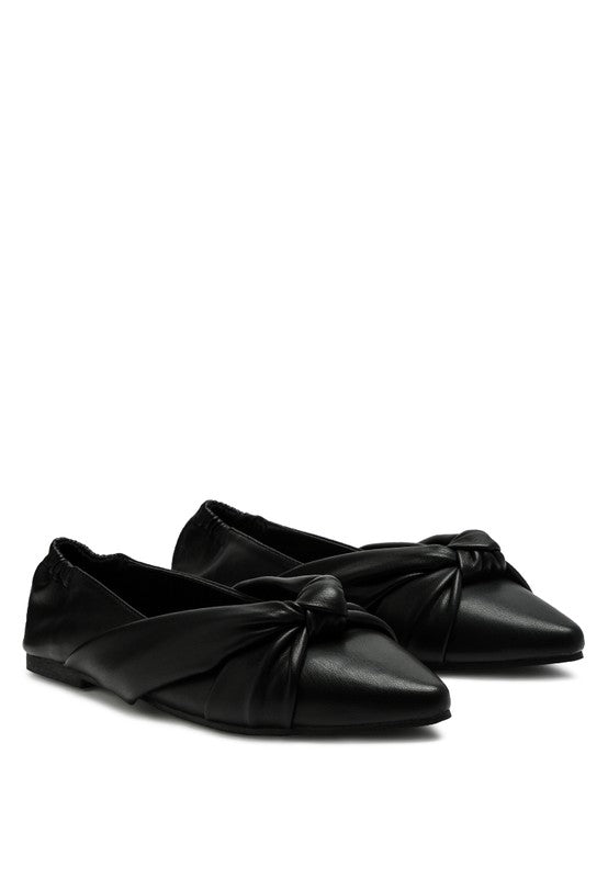 Norma Knot Detail Elasticated Ballet Flats Black 6 by Rag Company | Fleurcouture