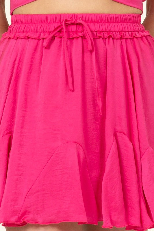 Not Your Girl Drawstring Ruffled Mini Skirt by HYFVE | Fleurcouture