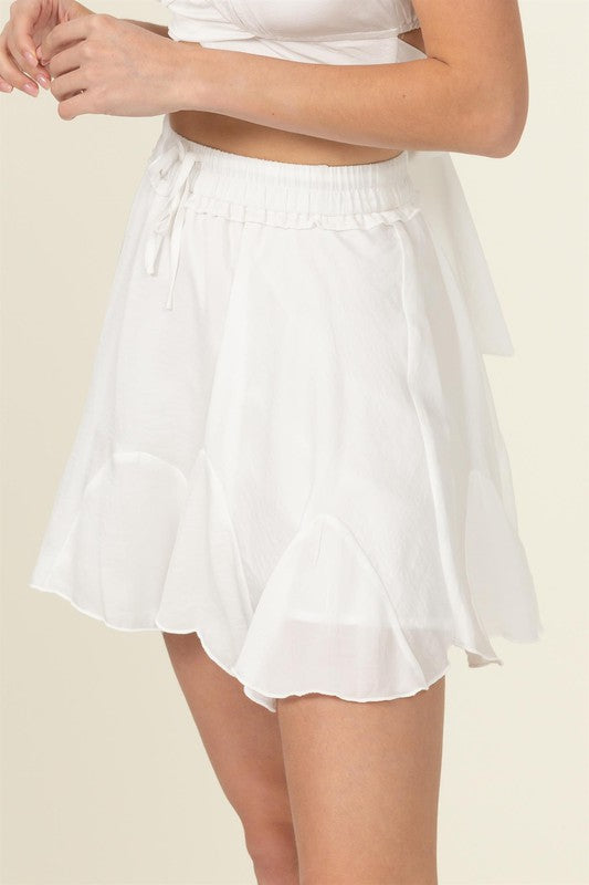 Not Your Girl Drawstring Ruffled Mini Skirt by HYFVE | Fleurcouture