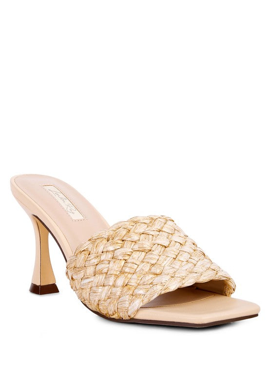Ny Tour Braided Strap Heeled Sandals Natural 5 by Rag Company | Fleurcouture
