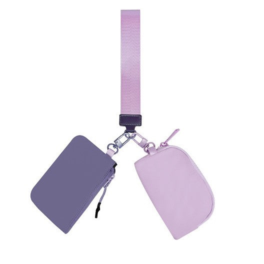 Nylon Double Pouch Clip On Wristlet Wallets Purple + Lilac 1 by Dani & Em | Fleurcouture