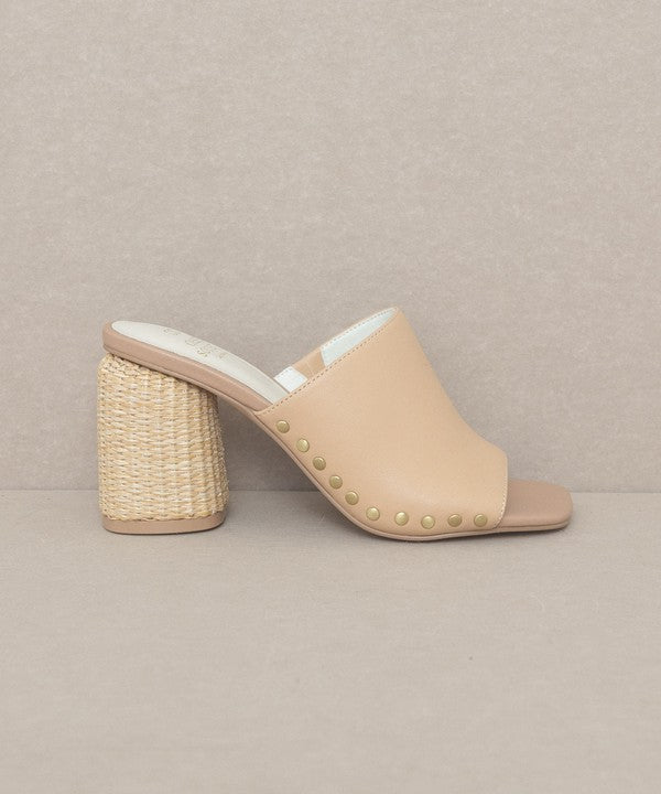 Oasis Society Serena - Studded Raffia Slide Heel NUDE by Oasis Society | Fleurcouture