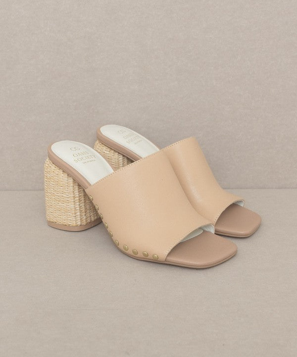 Oasis Society Serena - Studded Raffia Slide Heel NUDE by Oasis Society | Fleurcouture