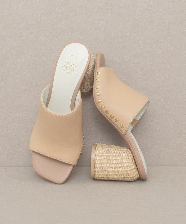 Oasis Society Serena - Studded Raffia Slide Heel NUDE by Oasis Society | Fleurcouture