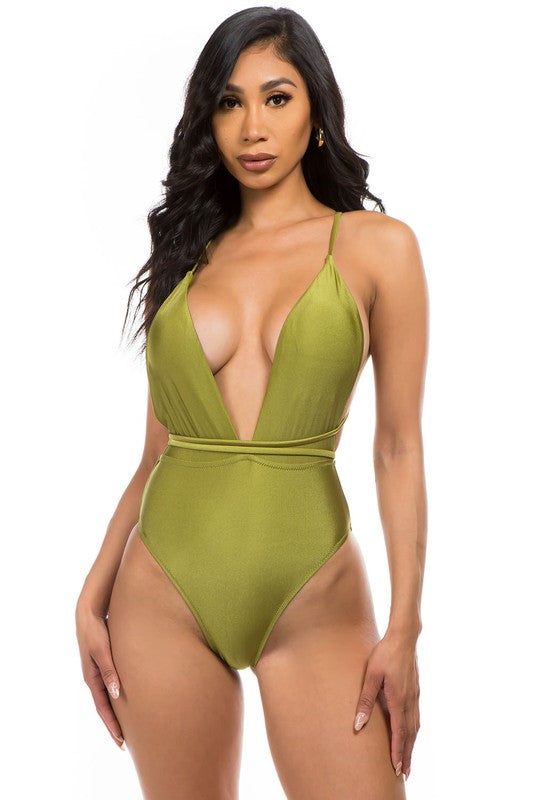 ONE-PIECE BATHING SUIT OLIVE S by Mermaid Swimwear | Fleurcouture