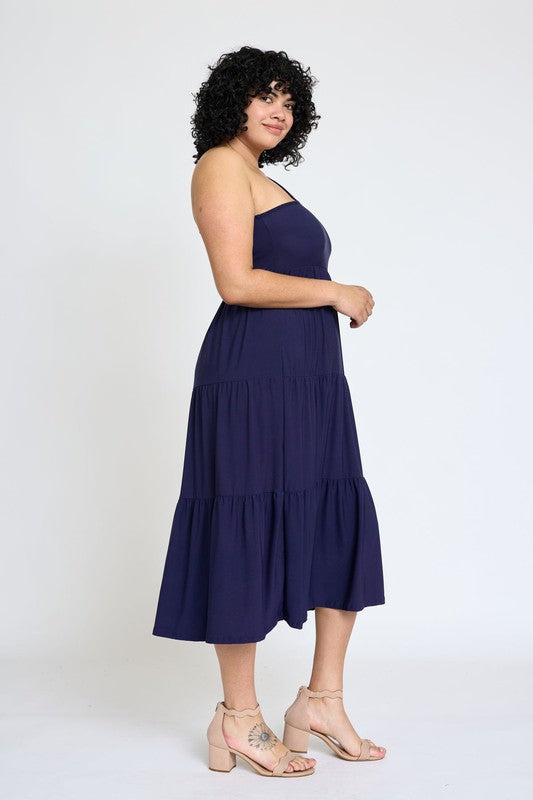 One Shoulder Ruffle Midi Dress by EG fashion | Fleurcouture