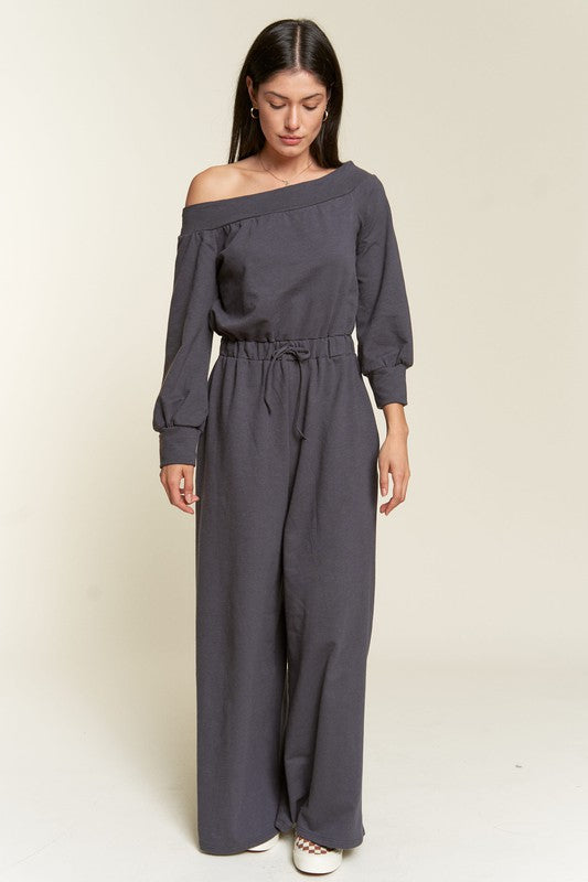 ONE SHOULDER TERRY JUMPSUIT by Jade By Jane | Fleurcouture