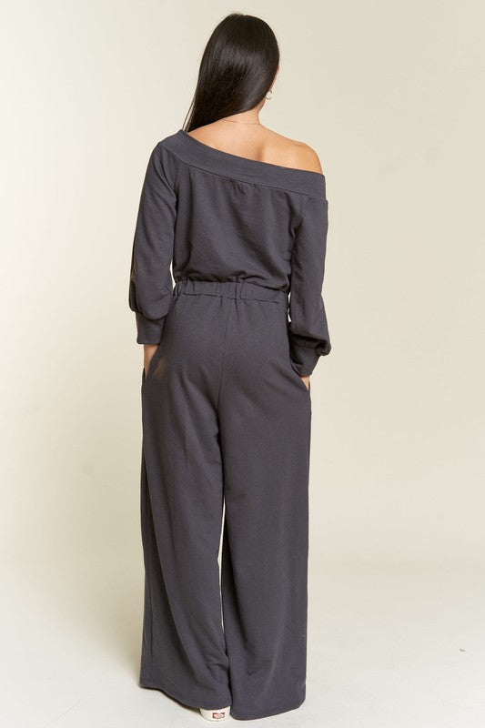 ONE SHOULDER TERRY JUMPSUIT by Jade By Jane | Fleurcouture