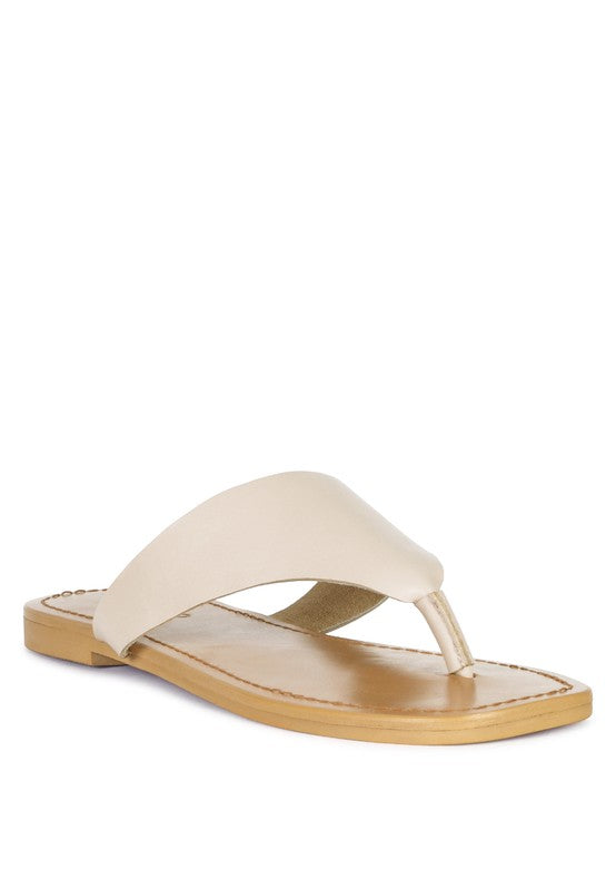 OROFER SOFT LEATHER LUXURY THONG FLATS Latte 5 by Rag Company | Fleurcouture