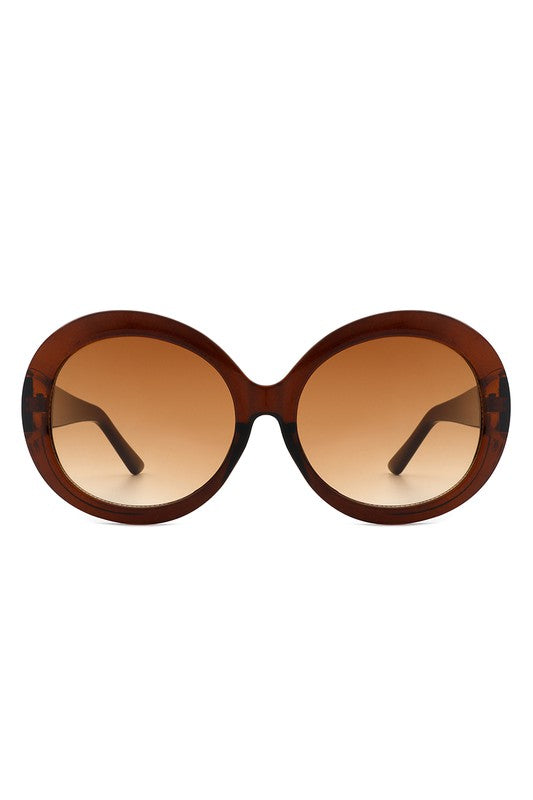 Oversize Circle Fashion Women Round Sunglasses Brown OneSize by Cramilo Eyewear | Fleurcouture