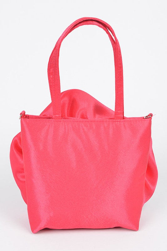 Oversize Satin Flower Top Handle Soft Clutch O/S by Artini Accessories | Fleurcouture