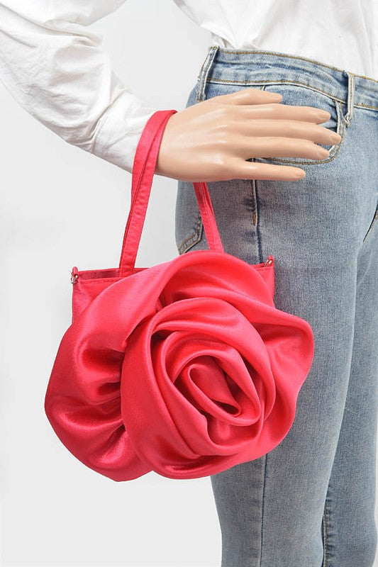 Oversize Satin Flower Top Handle Soft Clutch O/S by Artini Accessories | Fleurcouture