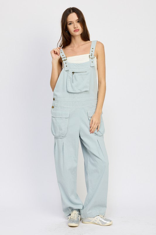OVERSIZED CARGO OVERALLS DUSTY BLUE S by Emory Park | Fleurcouture