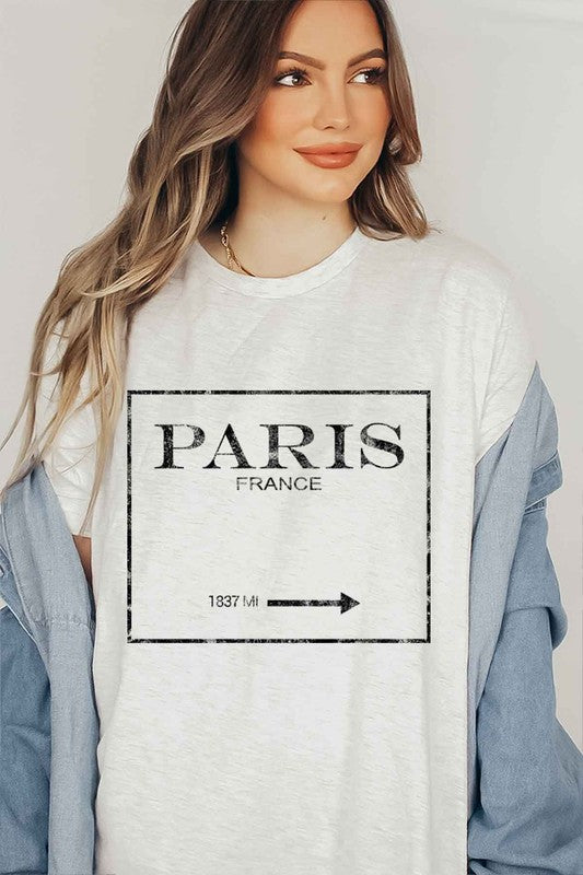 PARIS FRANCE GRAPHIC PLUS SIZE TEE / T-SHIRT ASH 1XL by ROSEMEAD LOS ANGELES CO | Fleurcouture
