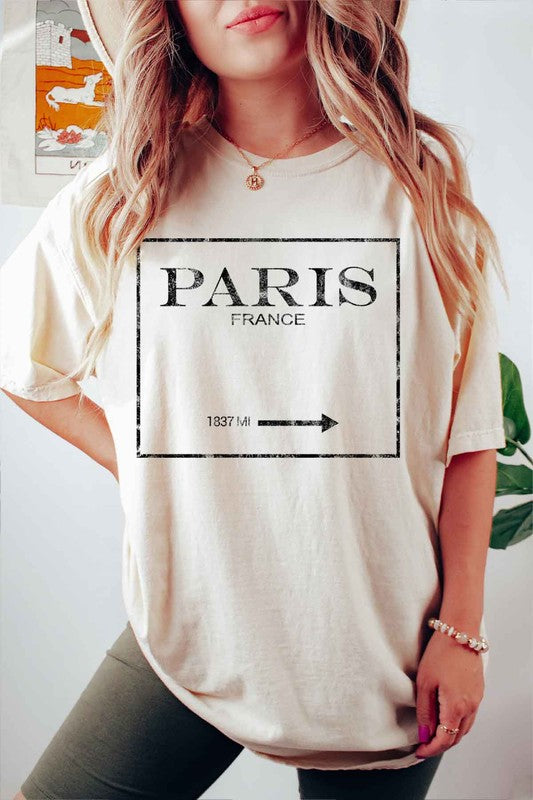 PARIS FRANCE GRAPHIC PLUS SIZE TEE / T-SHIRT IVORY/NATURAL 1XL by ROSEMEAD LOS ANGELES CO | Fleurcouture