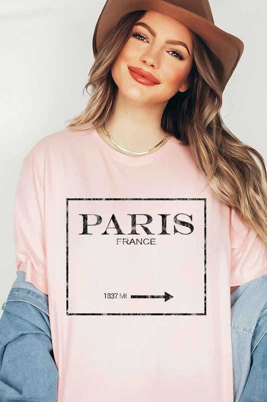 PARIS FRANCE GRAPHIC PLUS SIZE TEE / T-SHIRT PEACH 1XL by ROSEMEAD LOS ANGELES CO | Fleurcouture