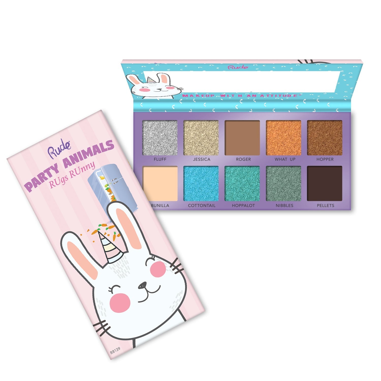 Party Animals 10 Eyeshadow Palette Eyeshadow Palettes by Rude Cosmetics | Fleurcouture