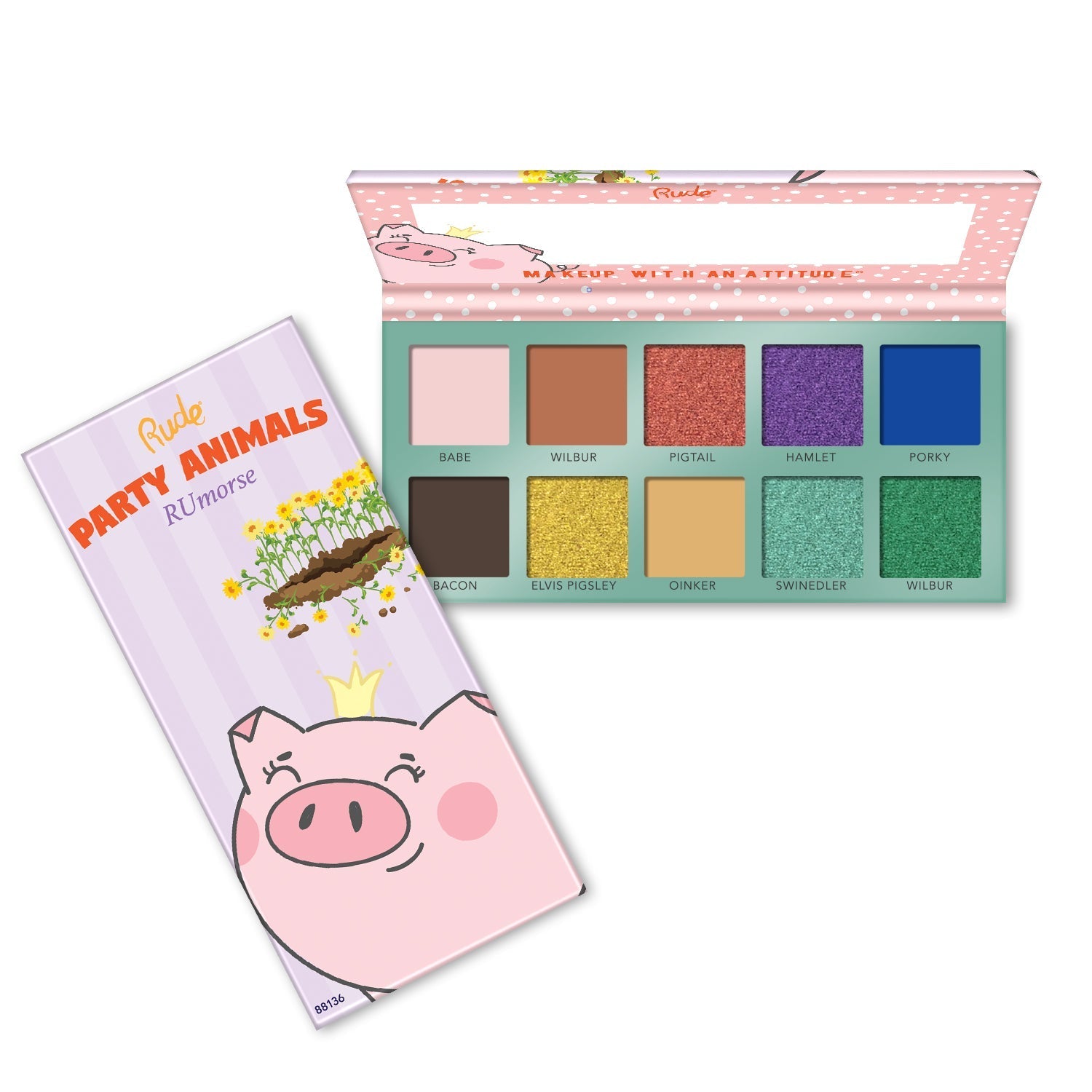 Party Animals 10 Eyeshadow Palette Eyeshadow Palettes by Rude Cosmetics | Fleurcouture