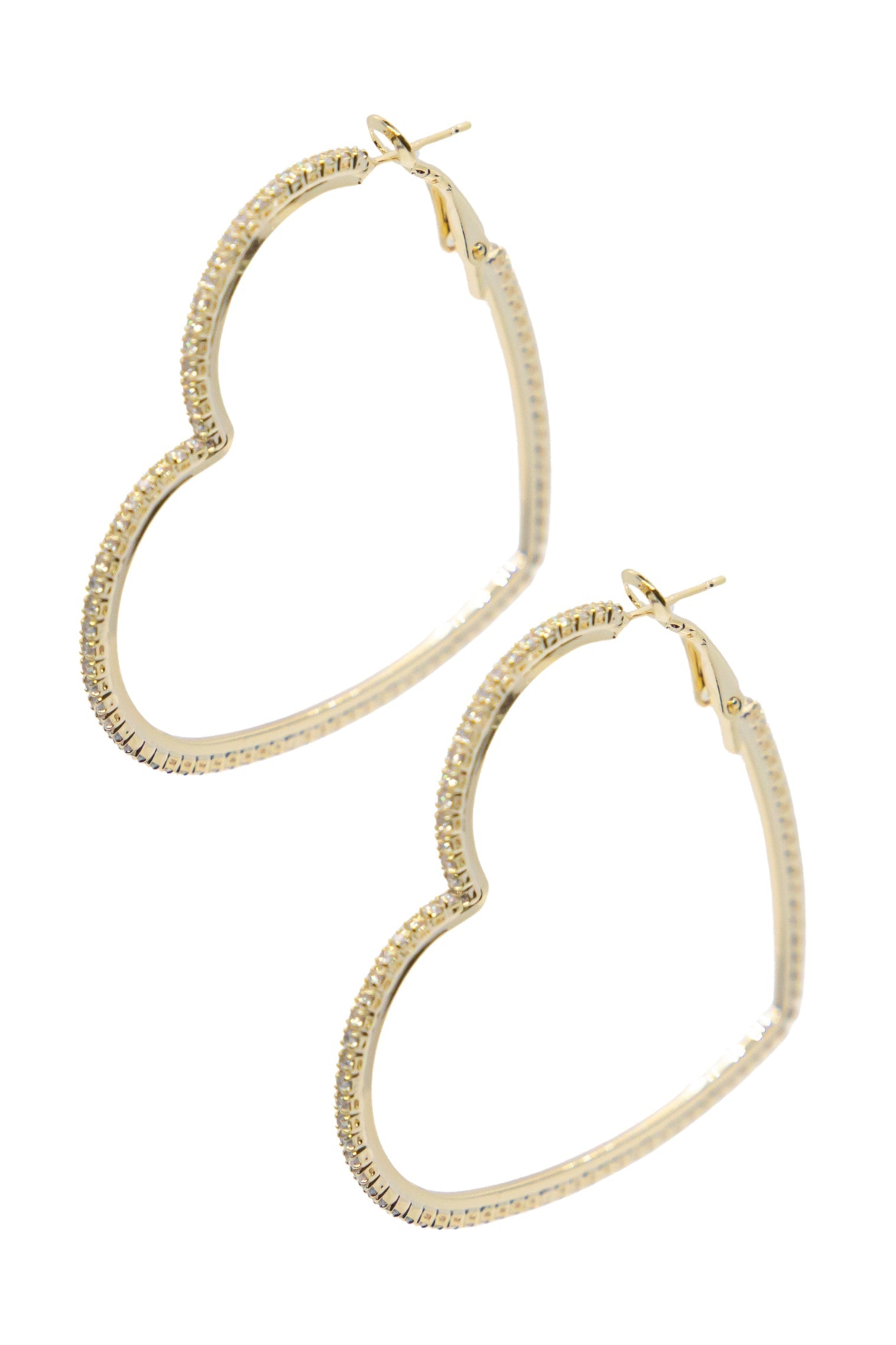 Passionate Embrace, Bold Heart-shaped Gold Earrings, Large Gold One Size Earrings by Grace & Emma | Fleurcouture