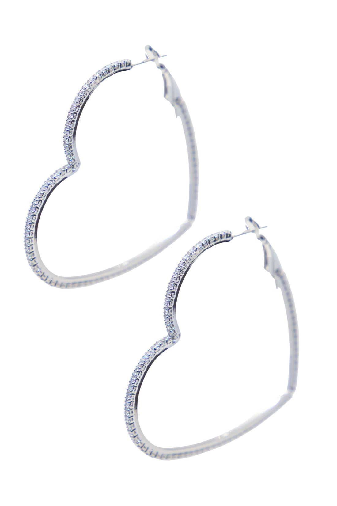 Passionate Embrace, Bold Heart-shaped Silver Earrings, Large Silver One Size Earrings by Grace & Emma | Fleurcouture