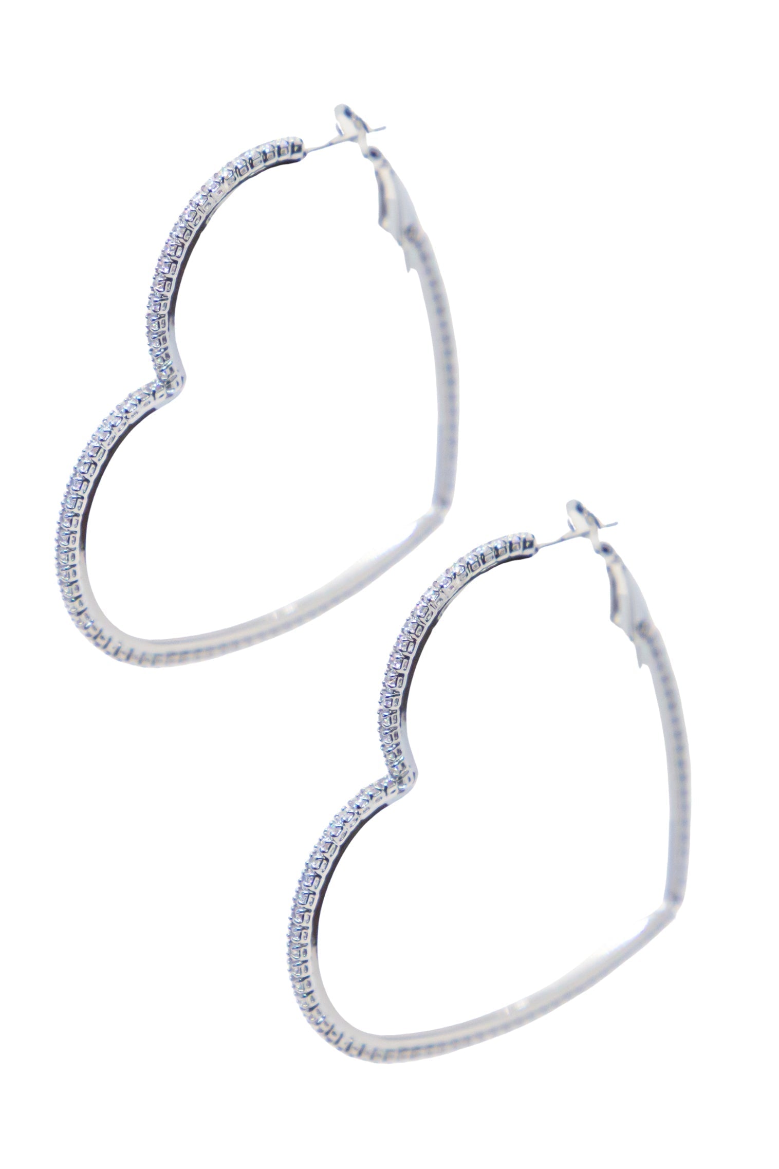 Passionate Embrace, Bold Heart-shaped Silver Earrings, Large Silver One Size Earrings by Grace & Emma | Fleurcouture
