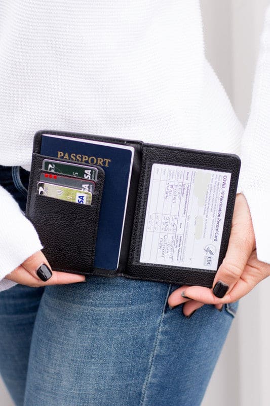 Passport and Vaccine Credit Card Wallet Black OneSize Accessories by Aili&