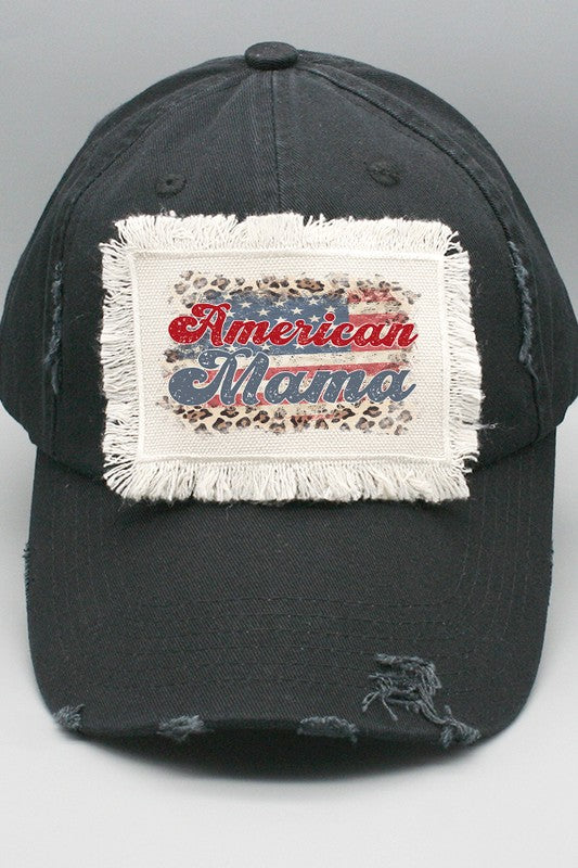 Patriotic Leopard American Mama Block Hat DT BLACK OS by Cali Boutique | Fleurcouture