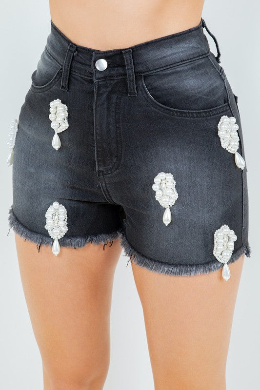 Pearl Denim Short GREY SMALL by GJG Denim | Fleurcouture