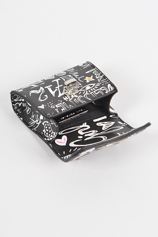 Petite Mini Graffiti Swing Bag Black O/S by Artini Accessories | Fleurcouture