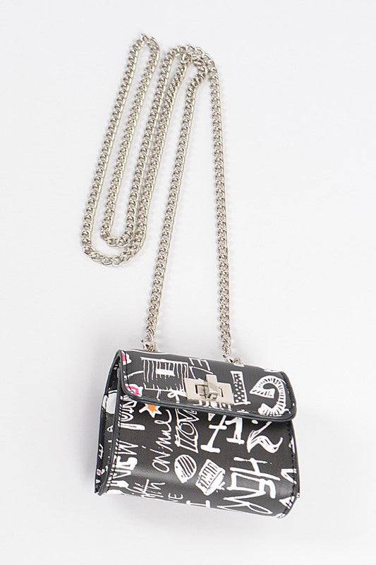 Petite Mini Graffiti Swing Bag Black O/S by Artini Accessories | Fleurcouture