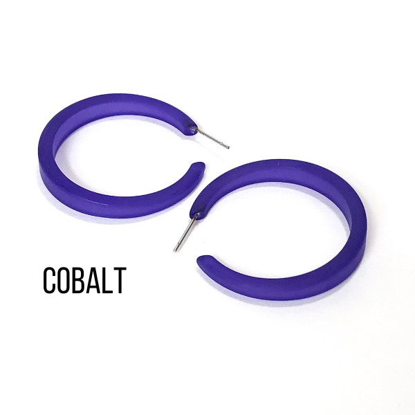 Phoenix Frosted Hoop Earrings Cobalt Blue Phoenix Hoops by Leetie Lovendale | Fleurcouture