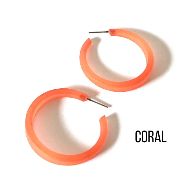 Phoenix Frosted Hoop Earrings Coral Phoenix Hoops by Leetie Lovendale | Fleurcouture