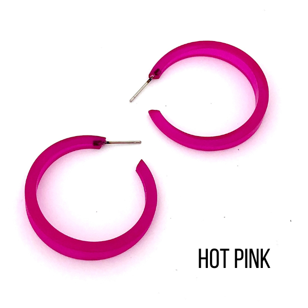 Phoenix Frosted Hoop Earrings Hot Pink Phoenix Hoops by Leetie Lovendale | Fleurcouture