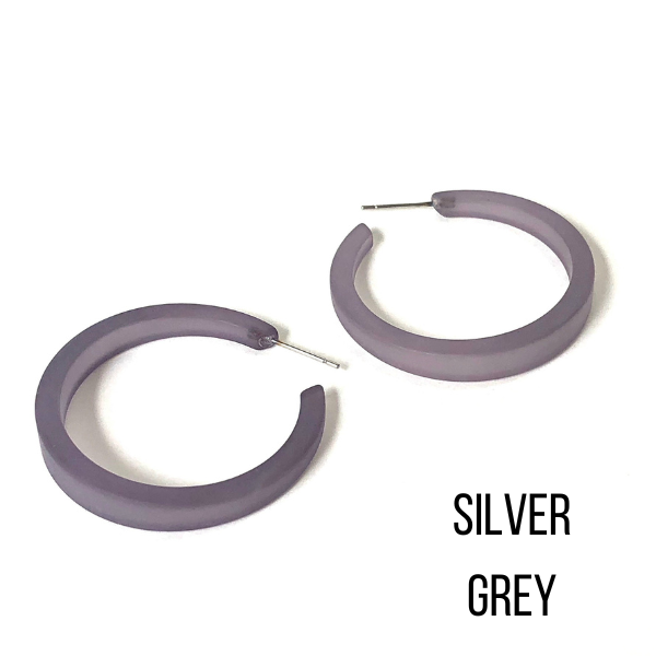 Phoenix Frosted Hoop Earrings Silver Grey Phoenix Hoops by Leetie Lovendale | Fleurcouture