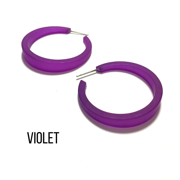 Phoenix Frosted Hoop Earrings Violet Phoenix Hoops by Leetie Lovendale | Fleurcouture