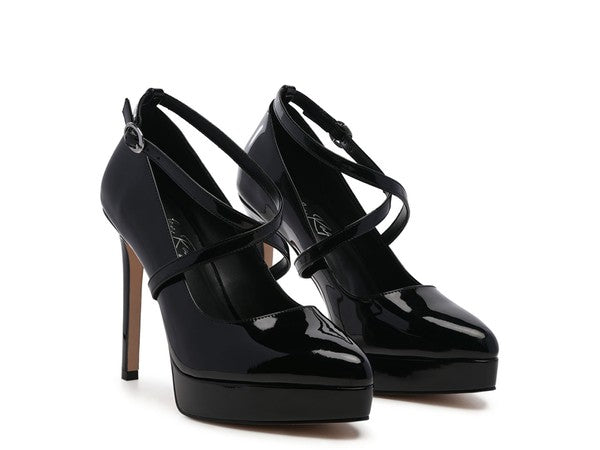 PIXIE DUST CROSS STRAPPED STILETTO SANDAL Black by Rag Company | Fleurcouture