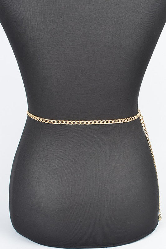 Plus Size Mix Chain Rhinestone Layered Chain Belt O/S by Artini Accessories | Fleurcouture